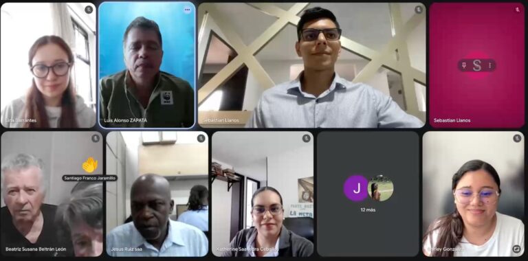 Participantes conectados al encuentro virtual Café con Sentido sobre conservación del Pacífico colombiano.